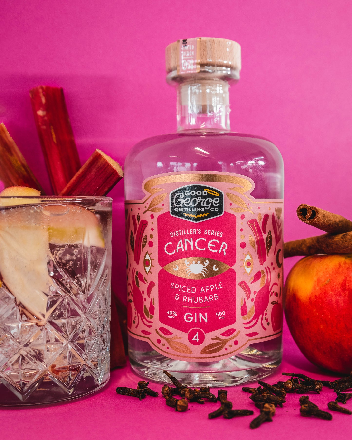 Cancer Spiced Apple and Rhubarb Gin