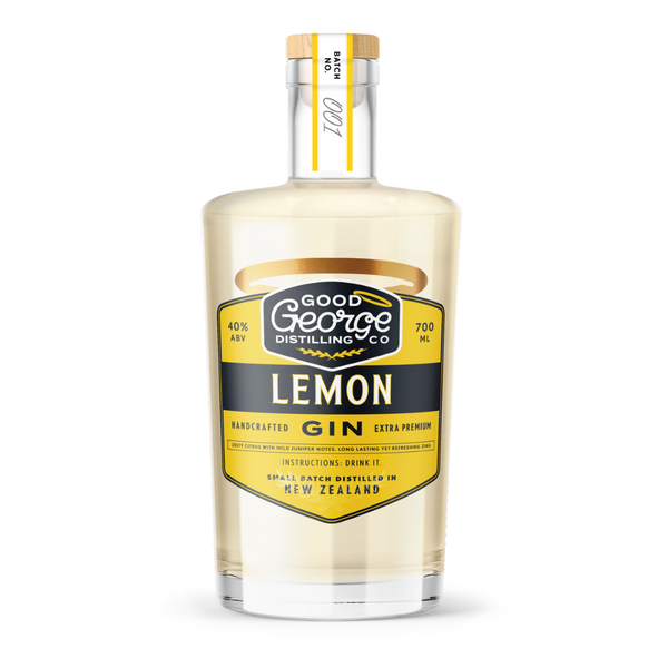 Lemon Gin Bottle on a clear background