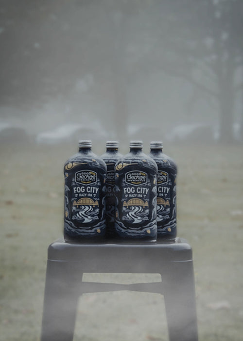 Good George Fog City Beers on a Foggy morning at the park