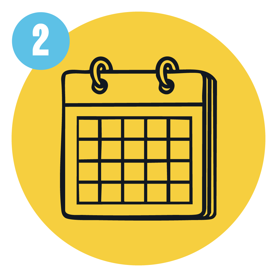 Illustration of a calendar with a red top on a gray background