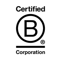 Certified B Corporation logo in black on a white background, featuring a large letter B inside a circle with the words 'Certified' above and 'Corporation' below.