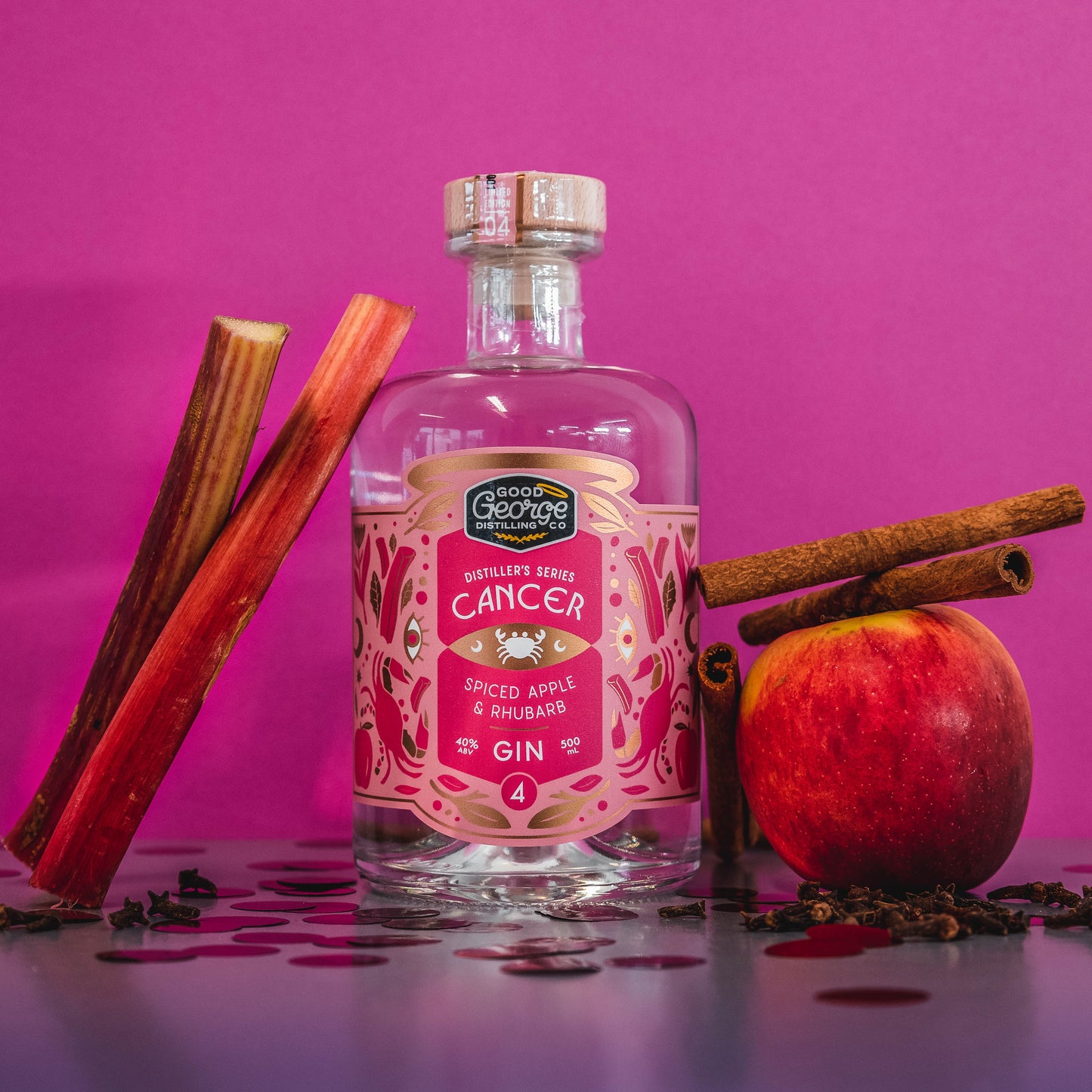 Cancer Spiced Apple and Rhubarb Gin