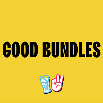 Text 'GOOD BUNDLES' on a yellow background with two icons below.