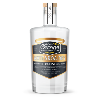 Good George Distilling Co. Elicitearoa Dry Gin bottle on a white background